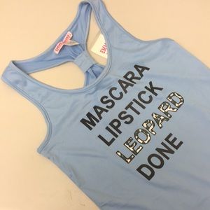 NWT Emme Jordan PJ Sleep Tank Top Mascara Lipstick Leopard Done